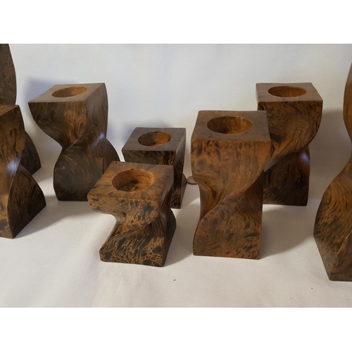 54 - full set of 10 wooden candle sticks