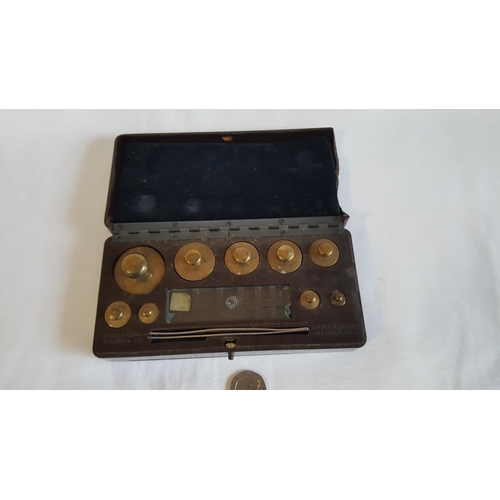 240 - vintage cased set of weights A/F