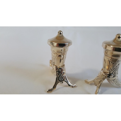 33 - Norwegian Sterling silver horn cruet set