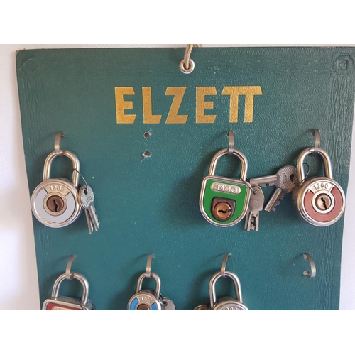 393 - vintage Elzett display board with 10 locks new old stock