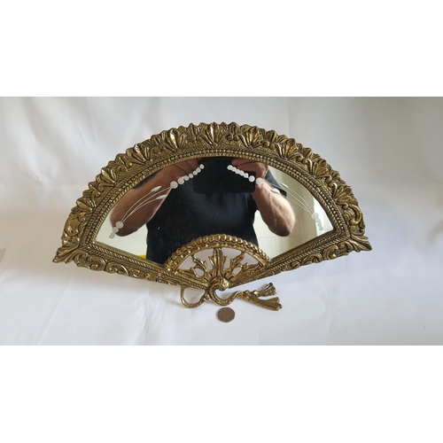 48 - heavy brass fan design dressing table mirror