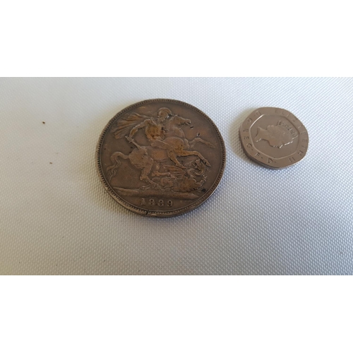 68 - 1889 silver Victorian crown coin