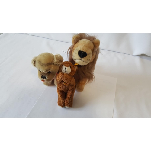 102 - 1950s Steiff Mopsy dog with lion & Steiff cosy friend