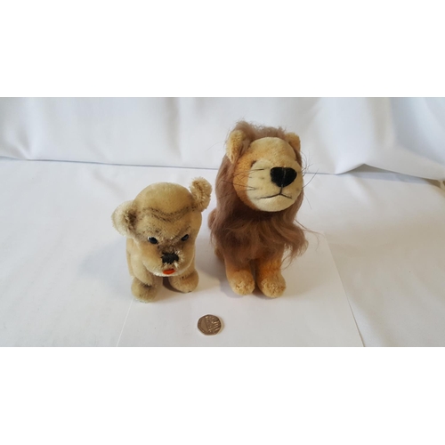 102 - 1950s Steiff Mopsy dog with lion & Steiff cosy friend