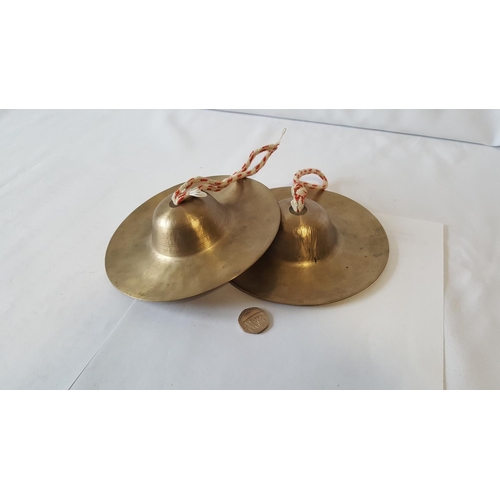 103 - pair of small Chinese brass Peking opera cymbals
