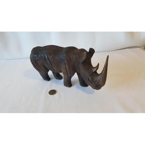 116 - hand carved wooden rhino