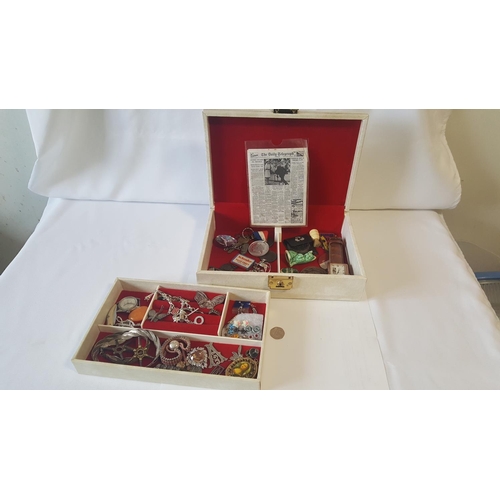 18 - jewellery box with jewellery including silver & interesting items