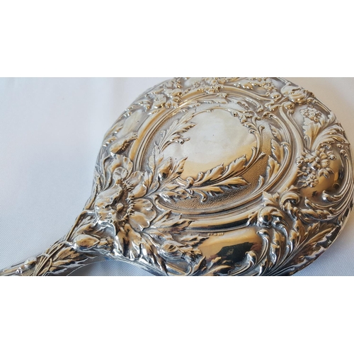 24 - HM silver large hand mirror by Martin, Hall & Co Chester c1907