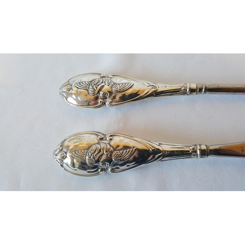 57 - HM silver handled button hook & shoe horn by Henry Matthews c1904