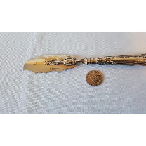 58 - HM silver blade & handle fish knife by Henry Atkin c1847