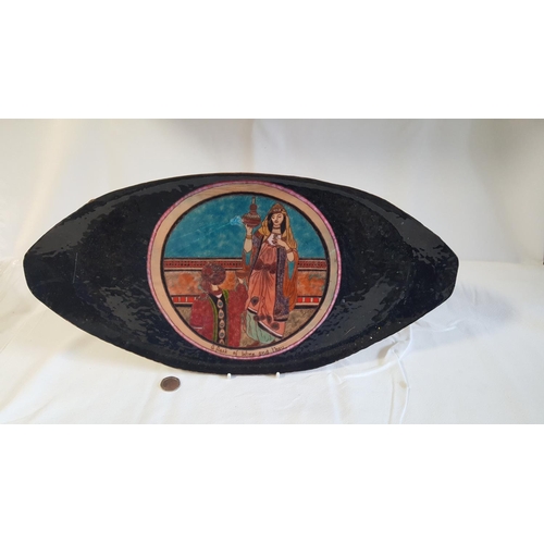 67 - large enamel on copper dish a/f