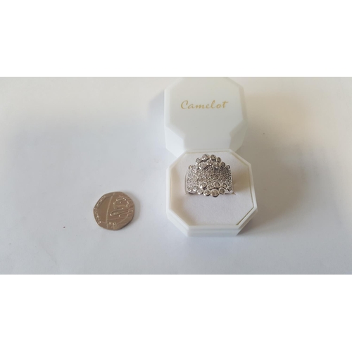 80 - HM silver & DQCZ Camelot ring size R