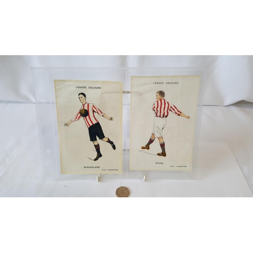 93 - Rare BDV cigarette league colours Stoke & Sunderland large 6x4 inches silk cards