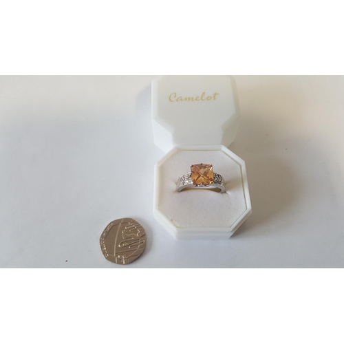 96 - 925 silver Camelot ring size O