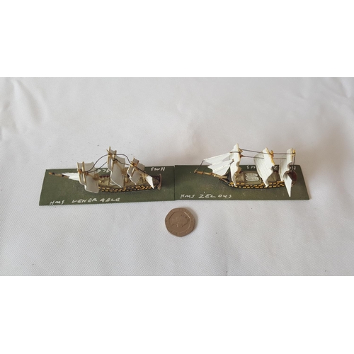 111 - 2 Devco 1:1200 scale metal Napoleonic ships painted