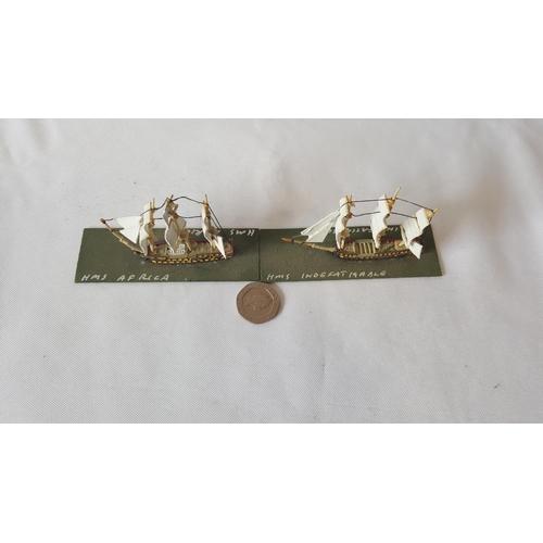 112 - 2 Devco 1:1200 scale metal Napoleonic ships painted