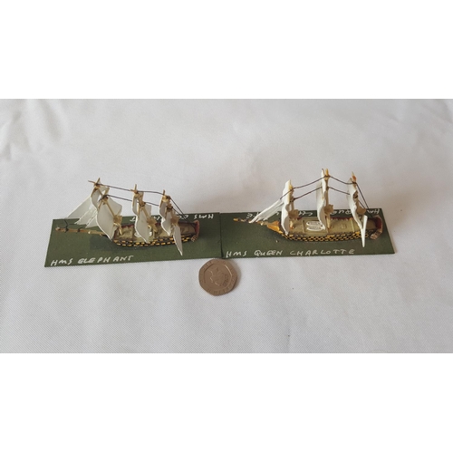 127 - 2 Devco 1:1200 scale metal Napoleonic ships painted