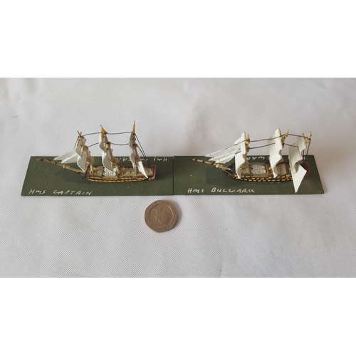 136 - 2 Devco 1:1200 scale metal Napoleonic ships painted