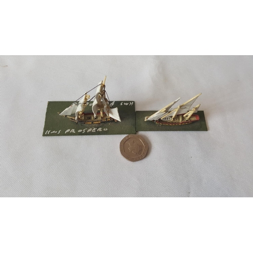 137 - 2 Devco 1:1200 scale metal Napoleonic ships painted