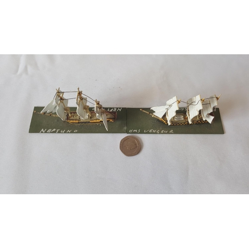 47 - 2 Devco 1:1200 scale metal Napoleonic ships painted