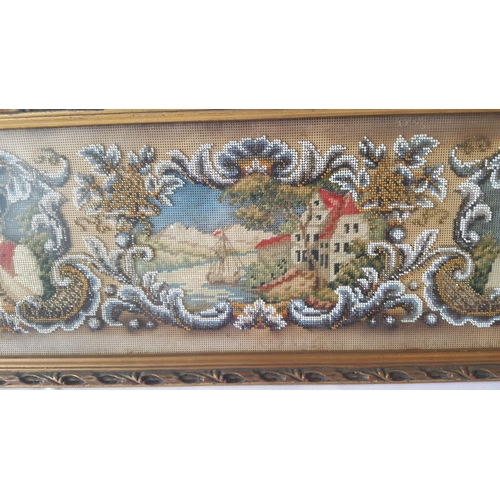 49 - antique embroidery & beaded picture