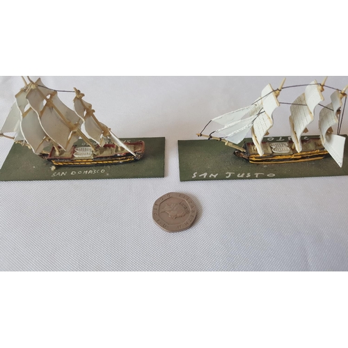 6 - 2 Devco 1:1200 scale metal Napoleonic ships painted