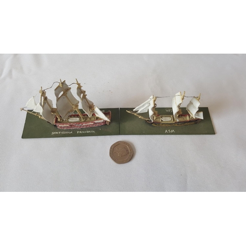 66 - 2 Devco 1:1200 scale metal Napoleonic ships painted