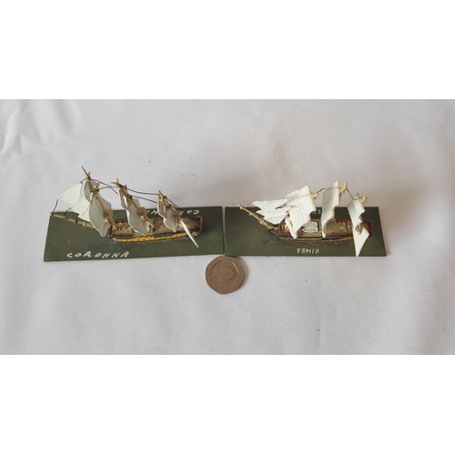 67 - 2 Devco 1:1200 scale metal Napoleonic ships painted