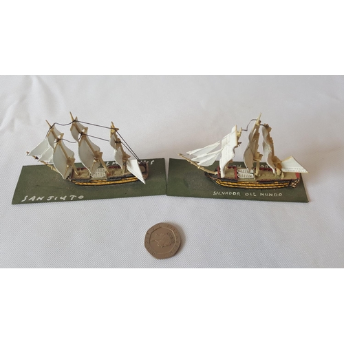 7 - 2 Devco 1:1200 scale metal Napoleonic ships painted