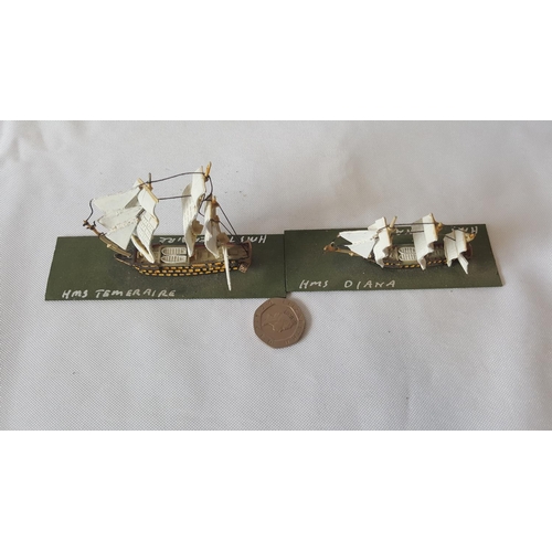 81 - 2 Devco 1:1200 scale metal Napoleonic ships painted