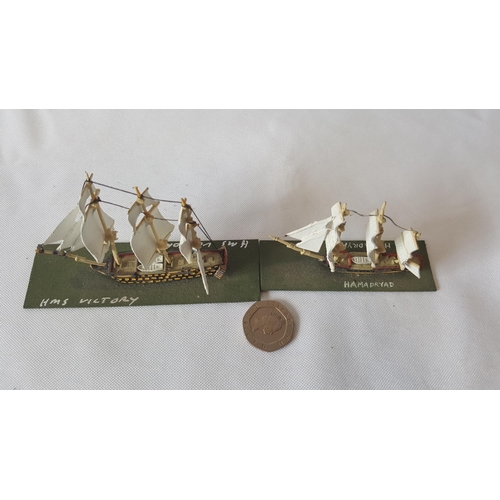 82 - 2 Devco 1:1200 scale metal Napoleonic ships painted