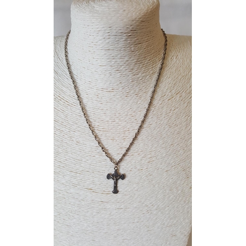 88 - 925 silver Lourdes crucifix & chain