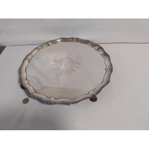 1 - HM silver heavy tray by Richard Rugg c1768 weight 1.4kg