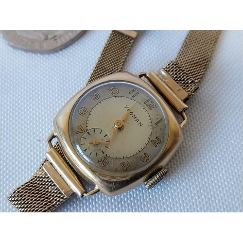 82 - hallmarked 9ct gold vintage Yeoman watch 15.3g total weight