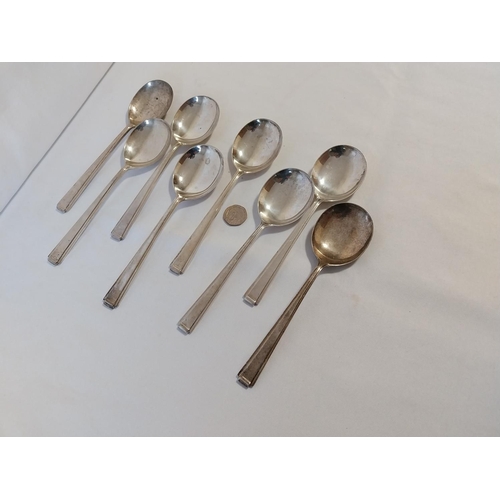 146 - set of 8 HM silver soup spoons by Cooper Brothers & Sons c1970 399grams