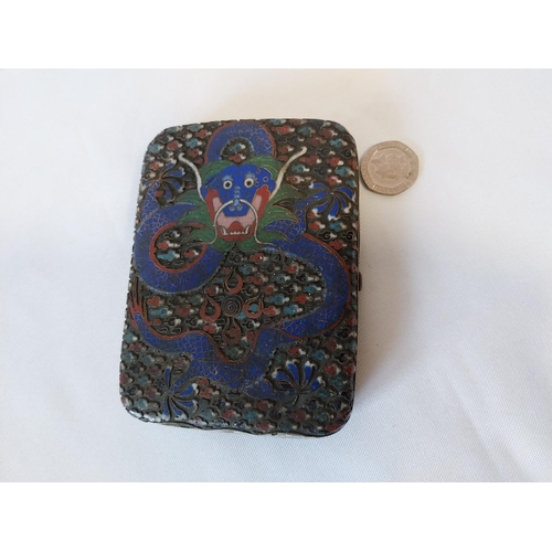 165 - antique Chinese cloisonne cigarette case with dragon design on both sides