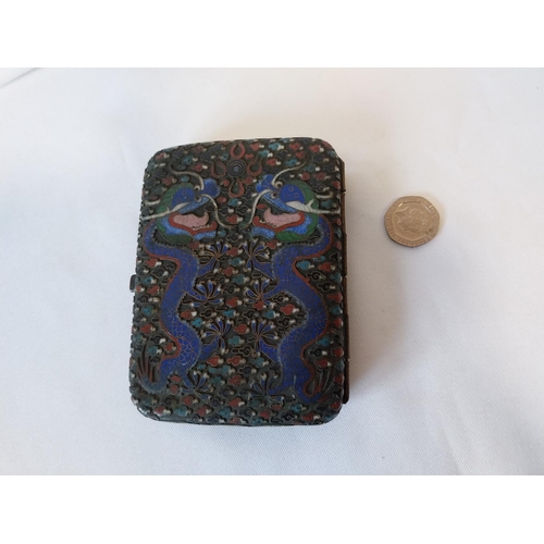 165 - antique Chinese cloisonne cigarette case with dragon design on both sides