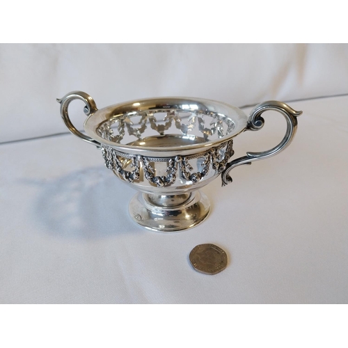 191 - HM silver pierced two handled dish c1906