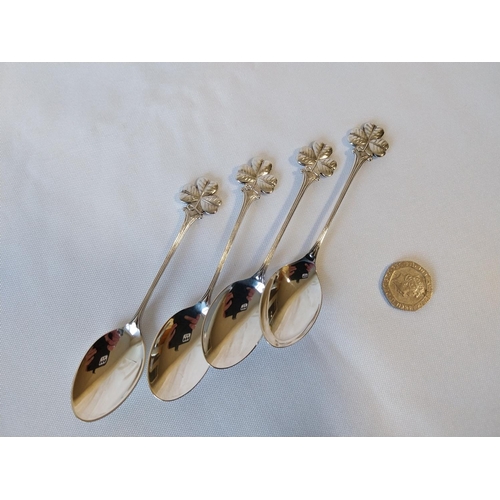 192 - 4 HM silver spoons clover tops