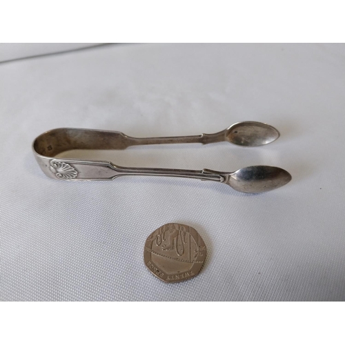 198 - HM silver sugar tongs c1904