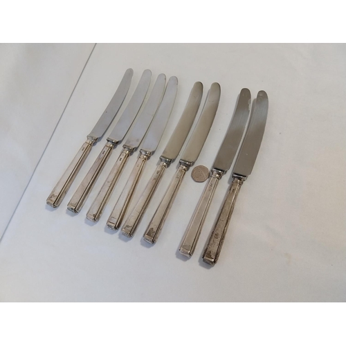 206 - set of 8 HM silver handled knives by Cooper Brothers & Sons c1969