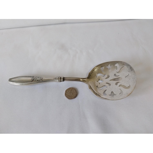 215 - sterling silver handled pierced serving spoon