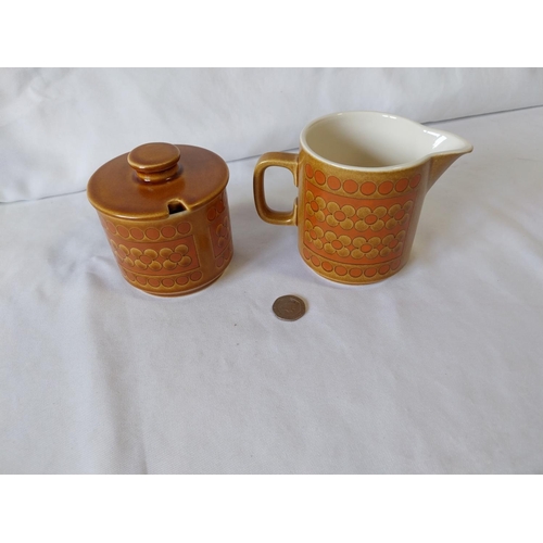 235 - 1970s Hornsea Saffron cream jug & sugar bowl