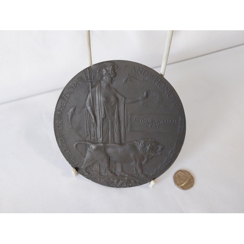 240 - WW1 death plaque resin copy