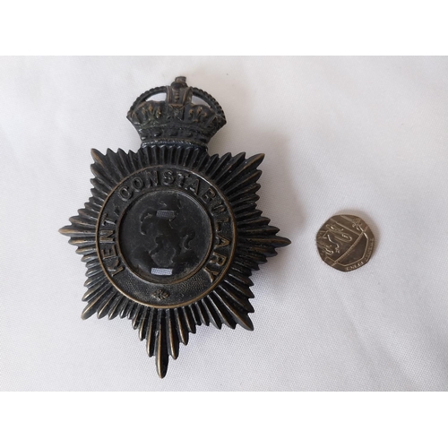 288 - vintage Kent Constabulary Police helmet badge