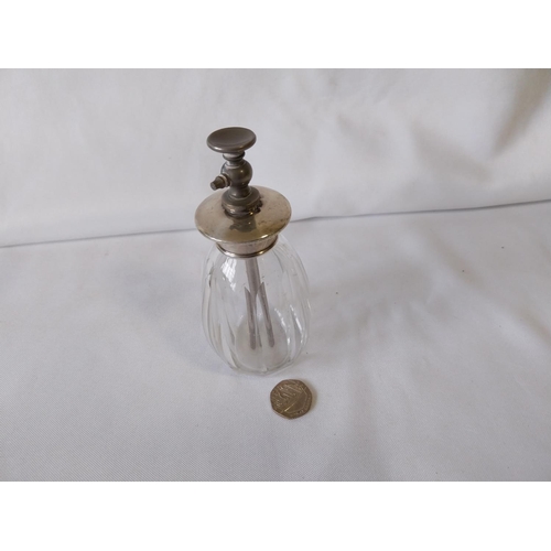 30 - sterling silver topped glass scent bottle c1900