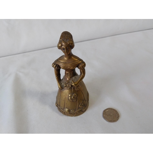 4 - Victorian brass lady bell with legs