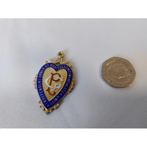 72 - HM silver & gilt enamelled Order of Odd Fellows fob c1933