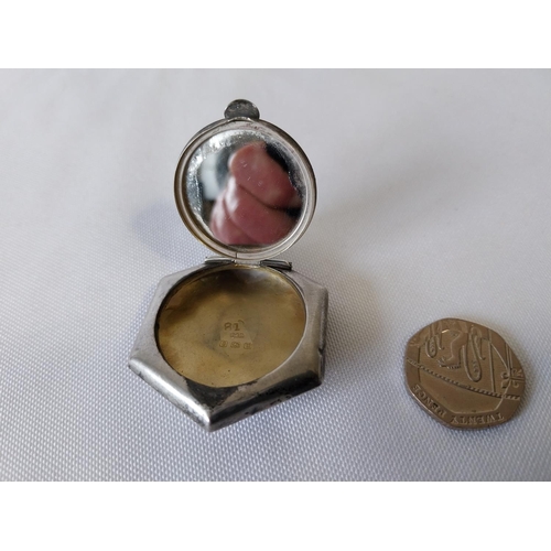 90 - HM silver miniature compact with mirror c1919