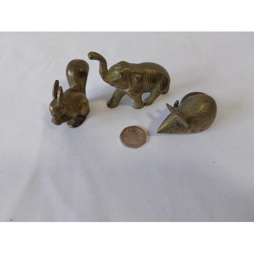 100 - 3 miniature brass animals